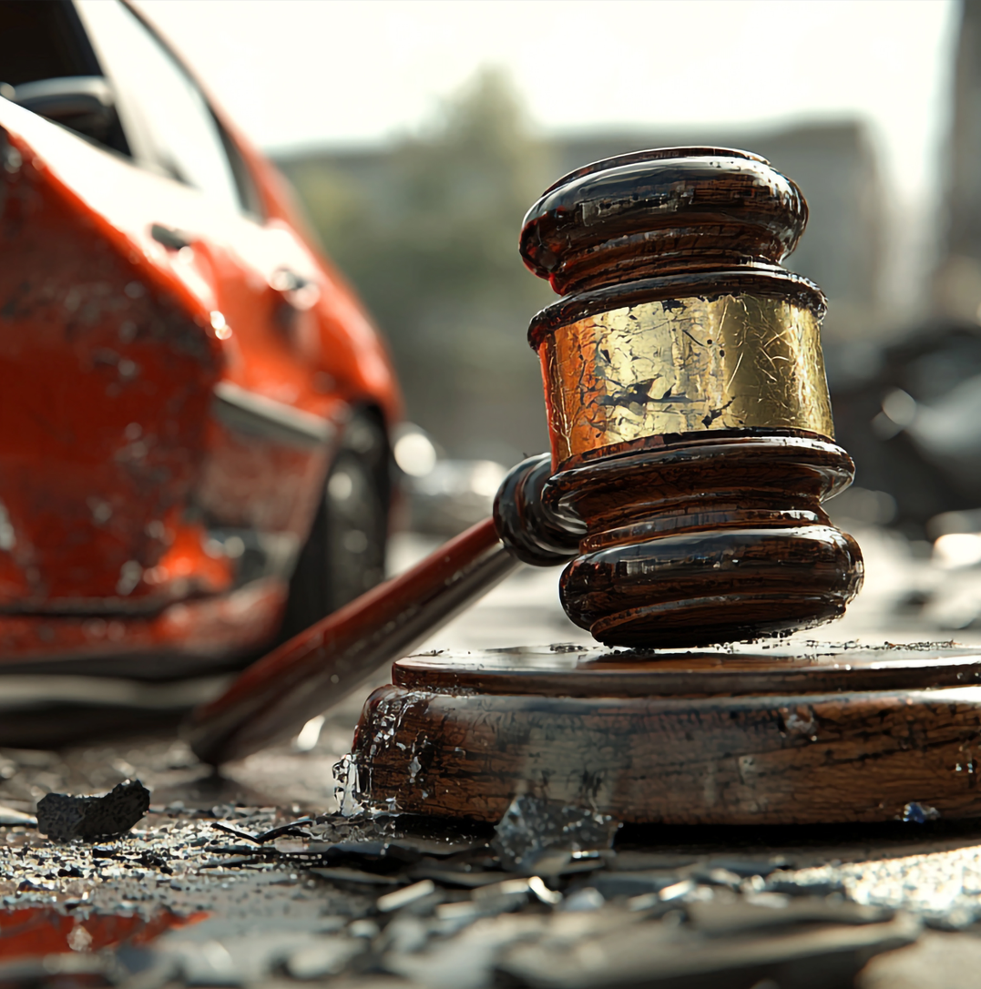Injured person with an arm brace sitting beside legal documents, symbolizing a personal injury claim.