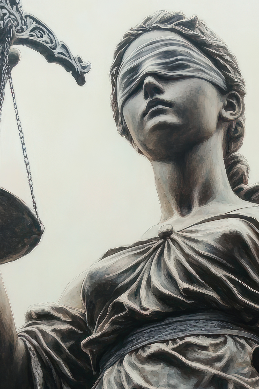 Statue of Lady Justice holding balanced scales and a sword, symbolizing fairness and the rule of law
